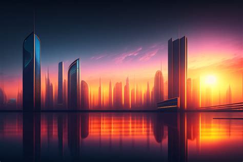 Lexica Futuristic City Background Hd 8k Sunrise