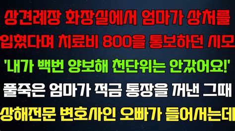 반전 신청사연 상견례에서 엄마가 상처입혔다며 치료비 800을 부르던 시모내가 백번양보해 천단위는 안갔어요그때 변호사