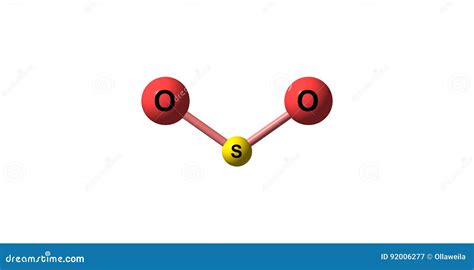 Estructura Molecular Del Dióxido De Azufre Aislada En Blanco Stock De Ilustración Ilustración