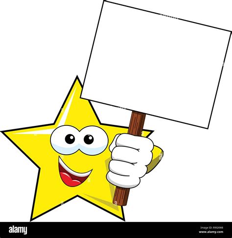 Cartoon Star Holding blank banner isolated on white Stock Vector Image ...