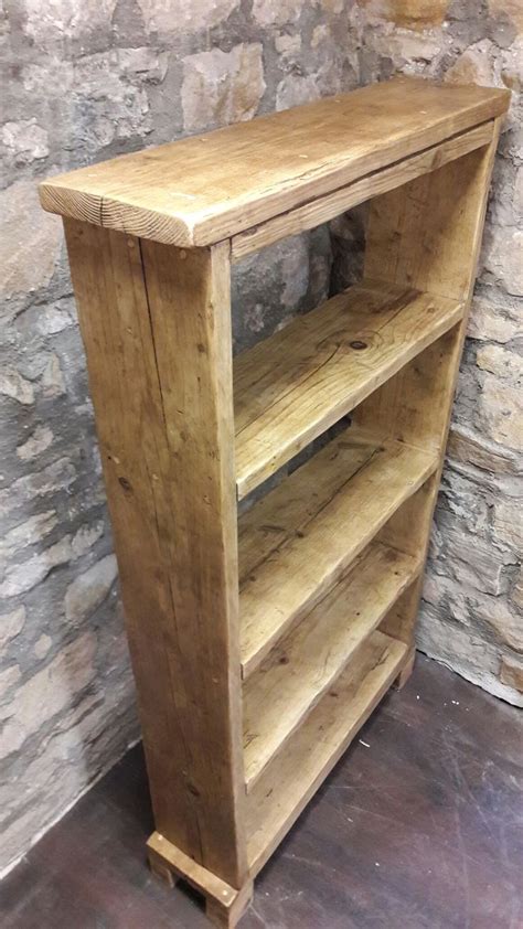 Handmade Solid Wood Bookcase Made From Scaffold Boards Reclaimed Wood Bookcase Wood Bookcase