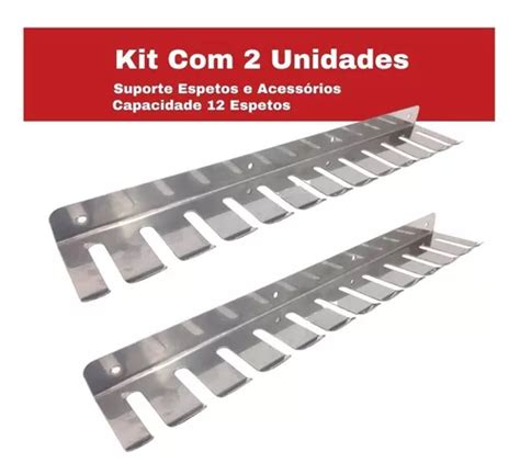 Porta Espeto De Parede Inox Para 12 Espetos Churrasqueira