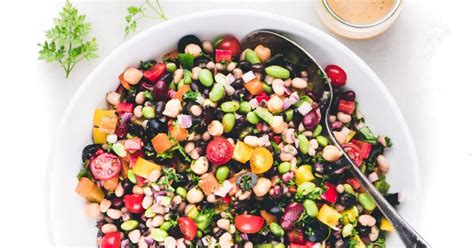 Rainbow Bean Salad With Sweet And Sour Brown Sugar Dressing Recipe Yummly