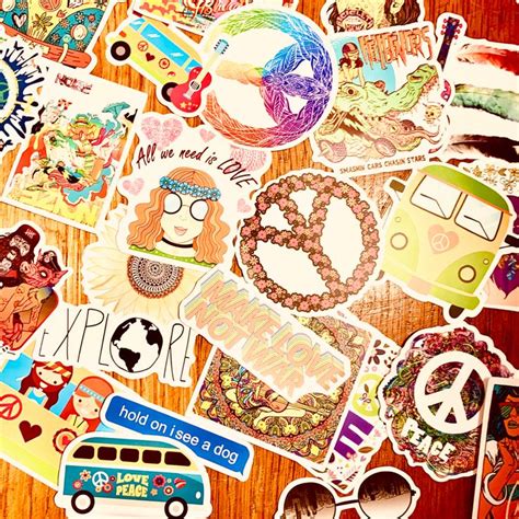 Hippie Boho Sticker Pack Hippie Sticker Etsy Hippie