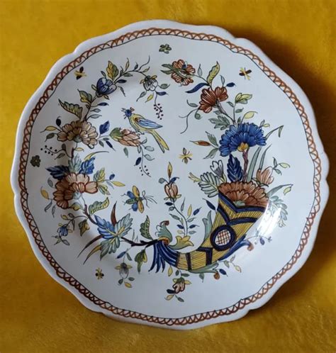 Assiette Fa Ence Rouen Xviii Corne Abondance Oiseaux Papillons