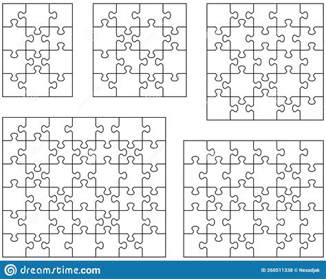 15 White Puzzles Pieces Arranged In A Rectangle Shape Jigsaw Puzzle