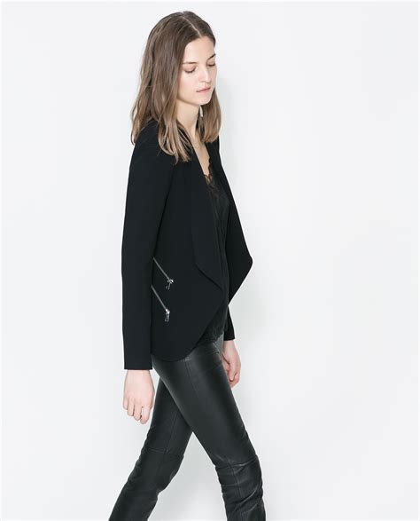 Zara Blazer With Zips In Black Lyst