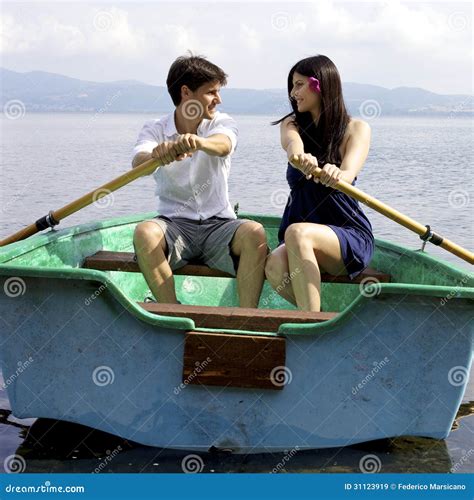 Beautiful Wife And Husband In Love On Boat In Vacation Stock Image