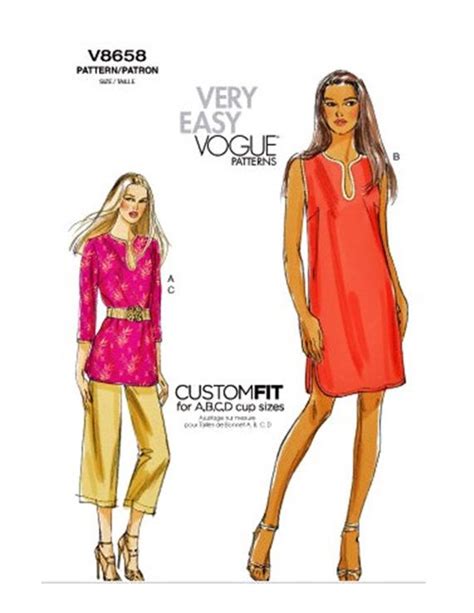 Vogue 8658 Pattern Comfy Tunic Dress Or Top And Pants With Or Etsy