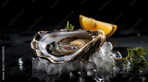 Oyster on Ice: Elegant Food Presentation with Vapor, Black Slate, Side ...