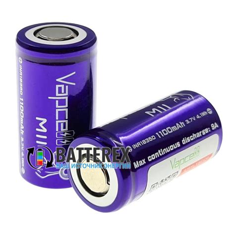 Аккумулятор 18350 Vapcell M11 1100mah 3.6V 9A высокотоковый | Купить ...