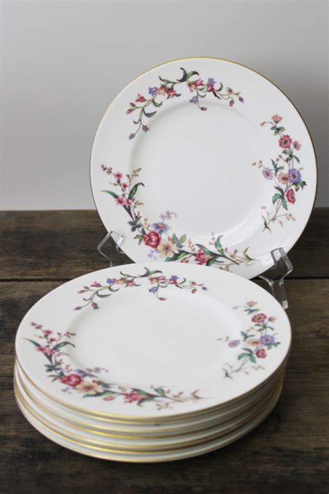 Vintage Wedgwood England Devon Sprays Floral China Salad Plates Set Of