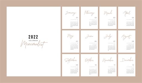 Calendar 2022 Trendy Minimalist Style. minimal calendar 3391864 Vector ...