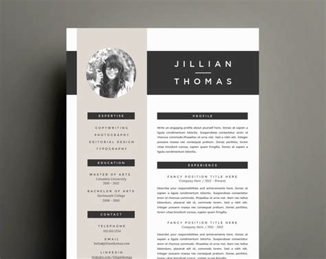 Creative Resume Template And Cover Letter Template For Word Etsy