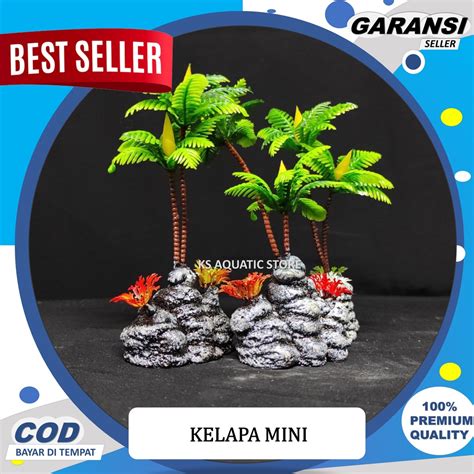 Jual Hiasan Aquarium Tanaman Plastik Pohon Kelapa Mini L Hiasan