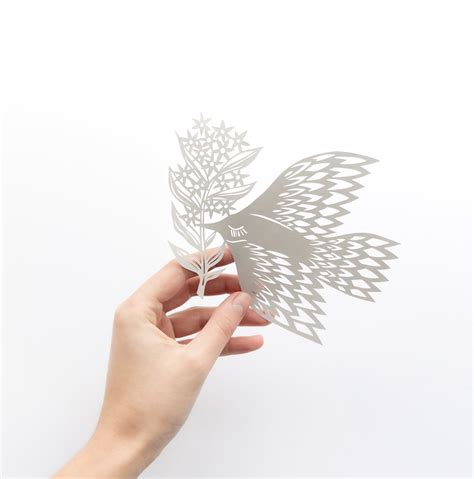 Peace Dove PDF SVG JPG Papercut Template Bird With Flowers - Etsy