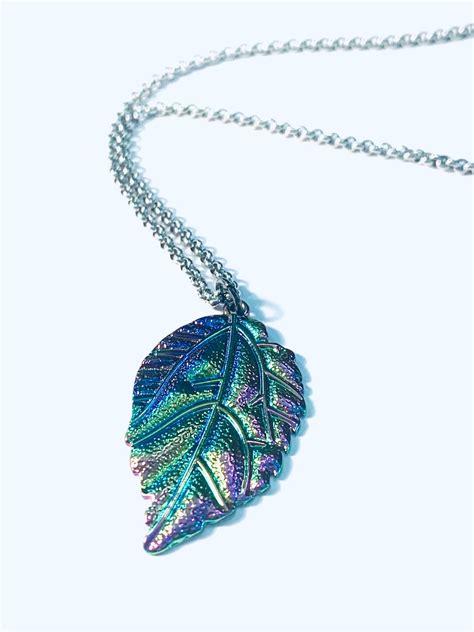 Metallic Leaf Pendant Leaf Necklace Justbeaditbydrue Etsy