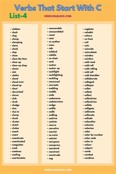 Verbs That Start With C