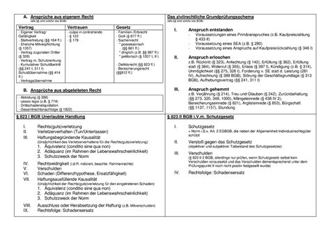 Anspruchsermittlung Grundpruefungsschema 823 I II BGB A