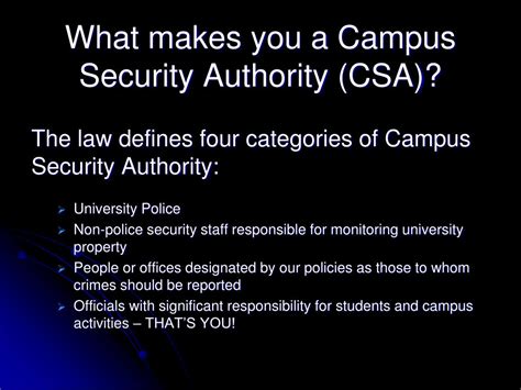 Ppt What You Need To Know If You Are A Campus Security Authority At