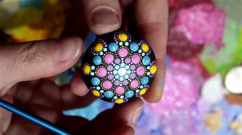 Time Lapse Pretty Pastel Dot Mandala Stone Coin How To Paint Dot