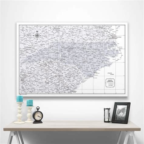 North Carolina Map Poster - Light Gray Color Splash - Conquest Maps LLC