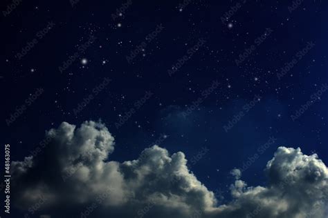 cloudy night sky with stars Stock Photo | Adobe Stock