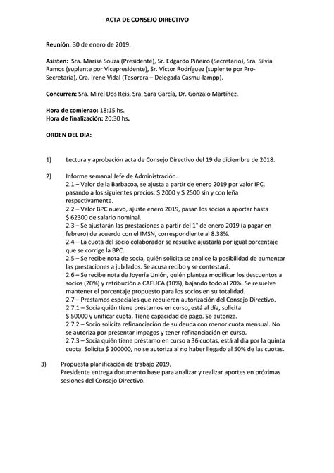 Acta Del Consejo Directivo 30012019 Cafuca