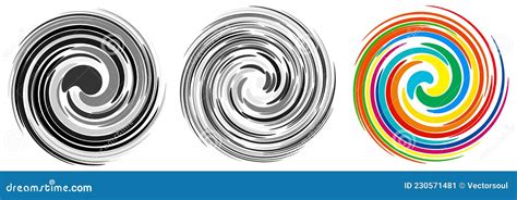 Whirl Swirl Twirl Spiral Set Rotation Effect Lines Stock Vector