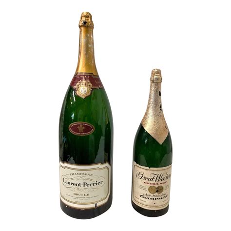 Vintage French Champagne Store Display Bottles - A Pair | Chairish