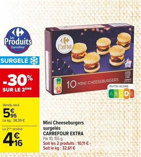 Promo Carrefour extra mini cheeseburgers surgelés chez Carrefour Market