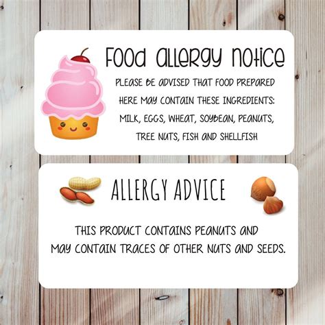 Allergen Labels Small Food Labels Allergy Labels Peanuts Food Labels