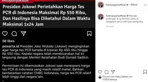 Harga Tes Pcr Akan Diturunkan Jokowi Jadi Rp Ribu Hotman Paris Mantap