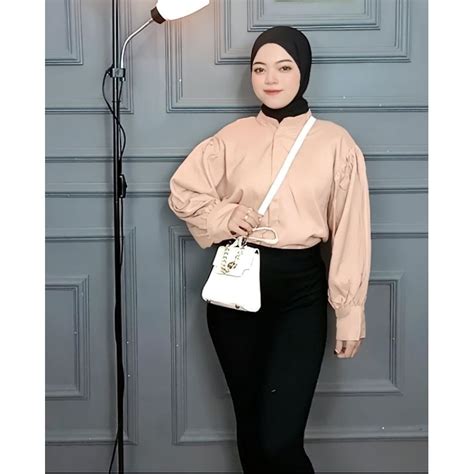 Jual Blouse Olivia Shakila Premium Lengan Balon Baju Kekinian Kemeja