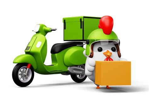 Cute chicken holding a parcel box, delivery chicken, 3d rendering 23886973 PNG