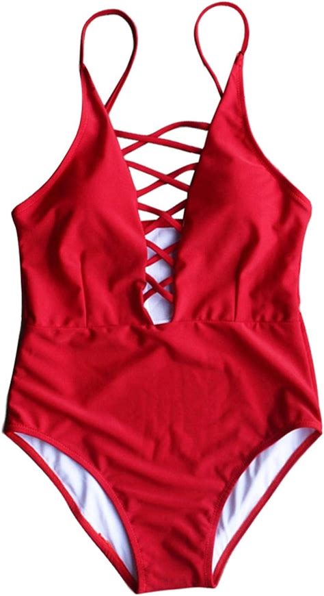 Badeanzüge Für Frauen Sexy Cross Plunge One Piece Badebekleidung