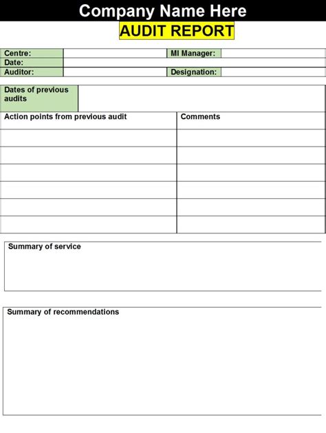 Free Audit Report Templates Excel Word Template