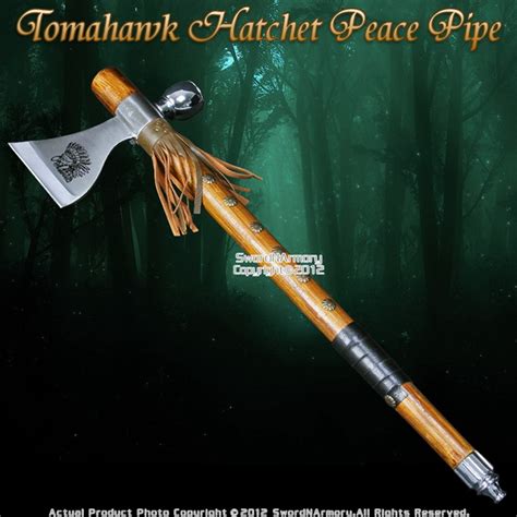 Indian Warrior Native American Tomahawk Hatchet Axe Peace Pipe Tobacco