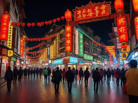 Premium AI Image | Vibrant China Town Night Lights