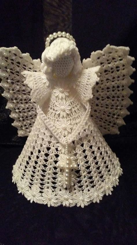 Large Crochet Angel Pattern Newly Completed Crocheted Tree Topper Angel