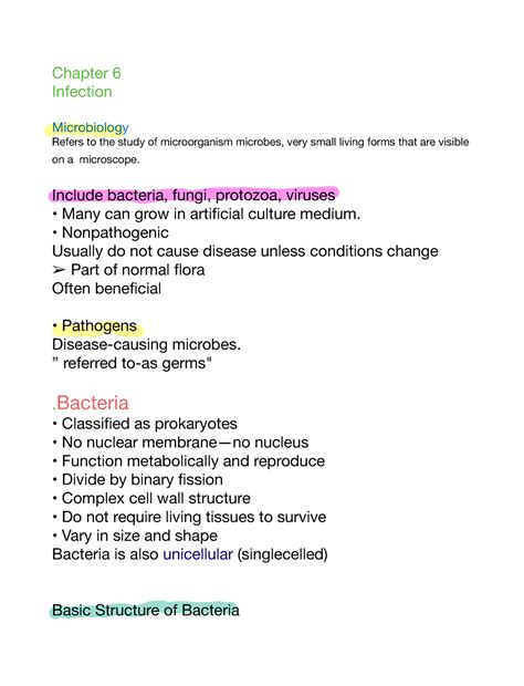 Ch.6 study gu-ide - Infection overview - ####### Chapter 6