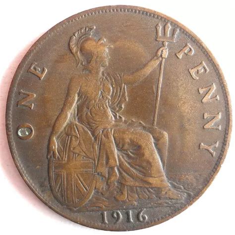 1916 GROSSBRITANNIEN PENNY Ausgezeichnete Münze Bin 341 EUR 10 76