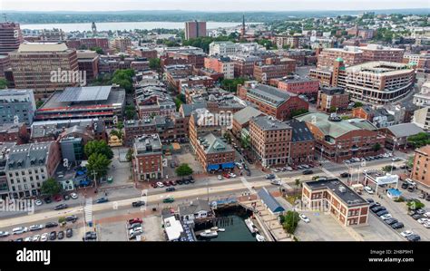 Aerial View Of Downtown Portland Maine Usa Stock Photo Alamy