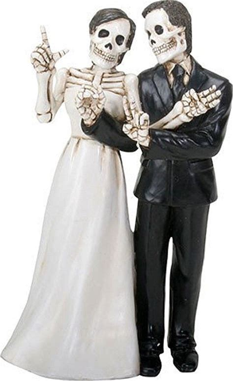 Love Never Dies Skeleton Wedding Couple Bride And Groom Figurine Decoration New Amznt