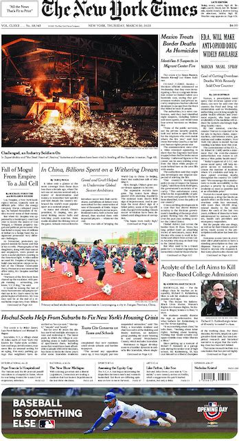 The New York Times In Print For Thursday March 30 2023 The New York