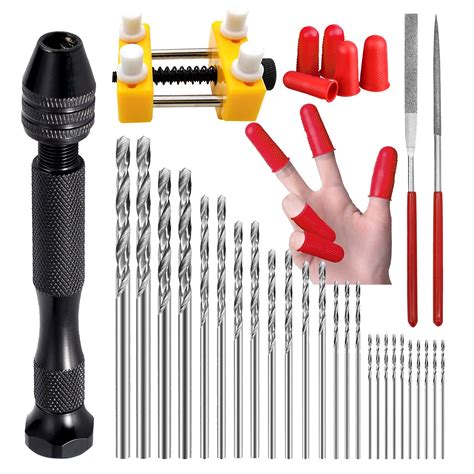 Buy Daily Treasures 34Pcs Pin Vise Hand Drill Set, Include Pin Vise Hand Drill with Bench Vise ...