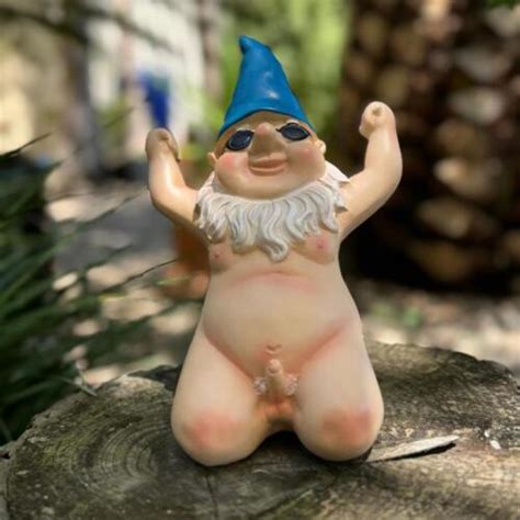 Garden Gnome Kneeling Naked Nude Gnomes Naughty Garden Ornament Kneel