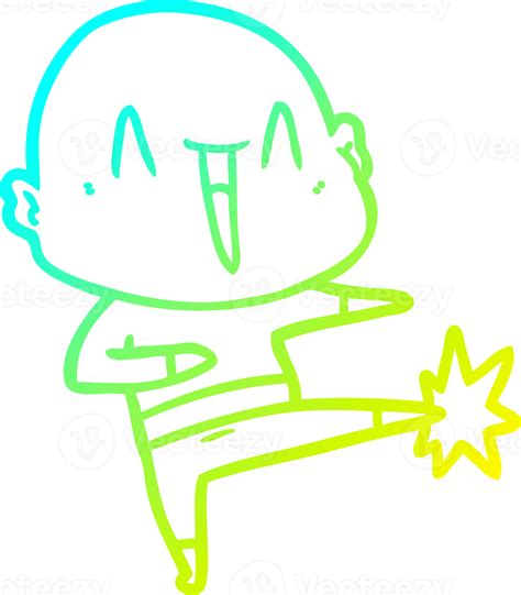 Cold Gradient Line Drawing Happy Cartoon Bald Man 39912426 Png