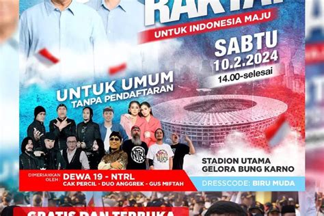 Prabowo Gibran Gelar Pesta Rakyat Untuk Indonesia Maju Di Stadion Gbk