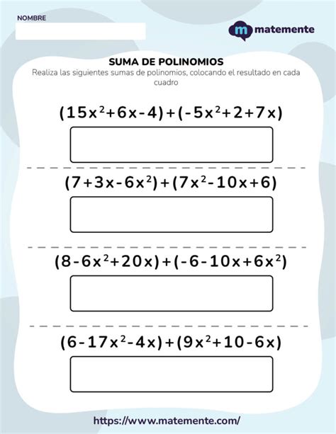 Suma De Polinomios Gu A Completa Para Sumar Polinomios